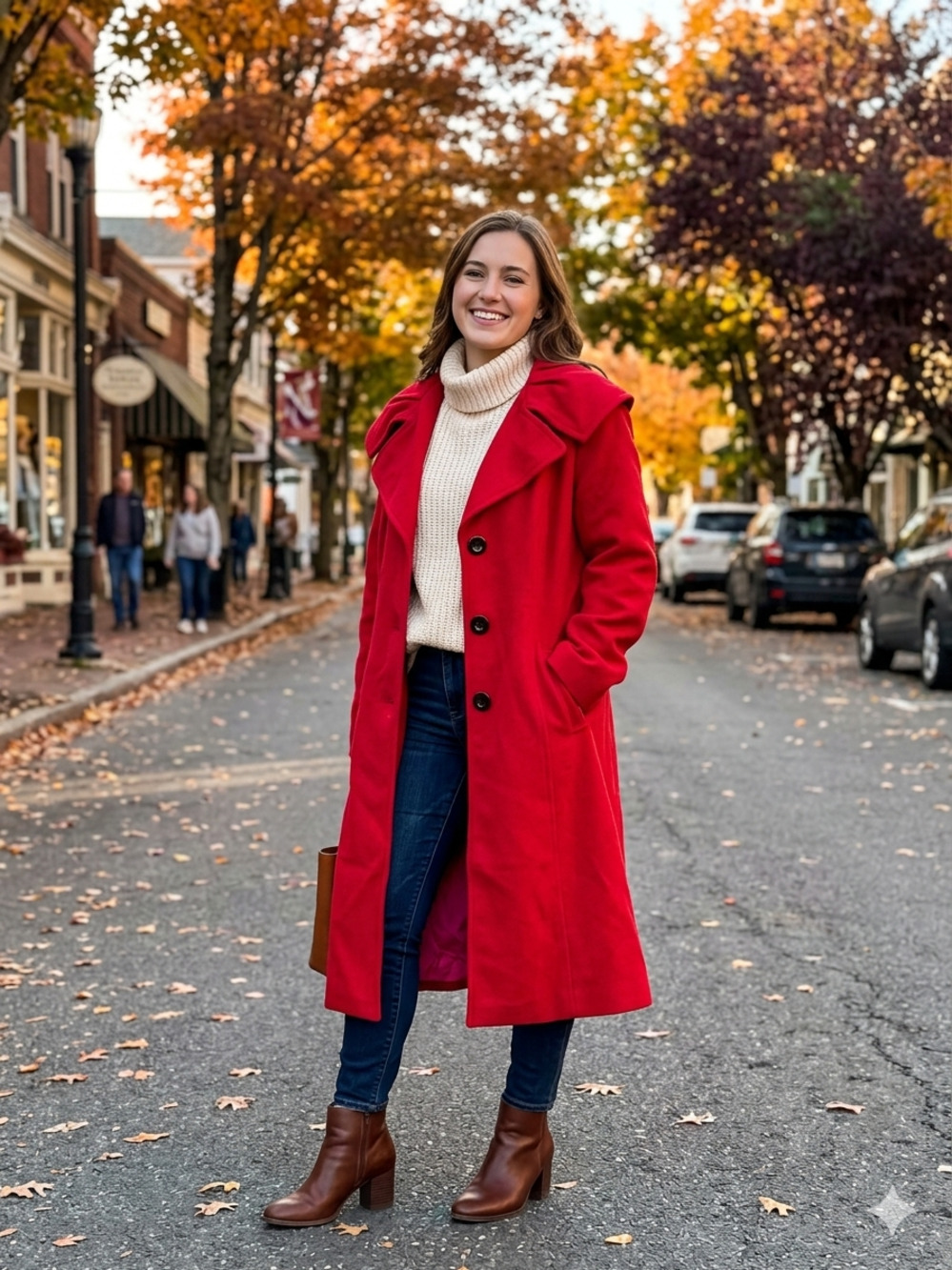 Venus Women's Red Career Trench Coat Jacket Lined